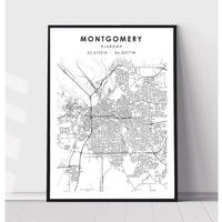 Montgomery, Alabama Scandinavian Map Print 