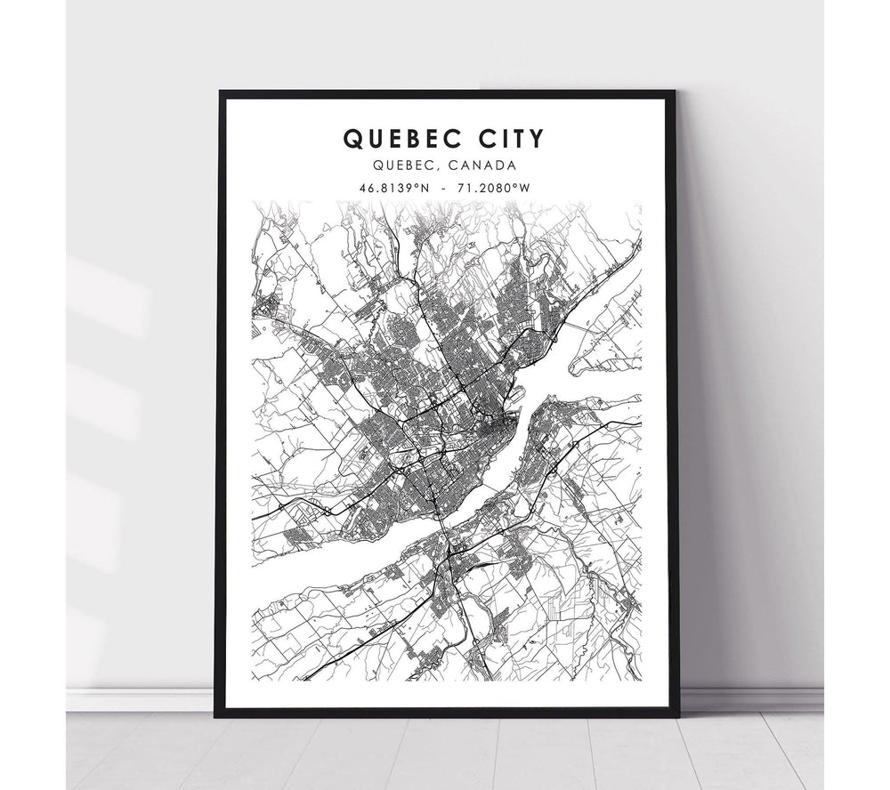 Quebec City, Québec Scandinavian Style Map Print 