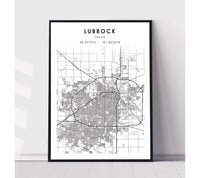 
              Lubbock, Texas Scandinavian Map Print 
            