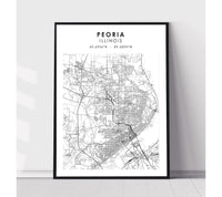 
              Peoria, Illinois Scandinavian Map Print 
            