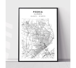 Peoria, Illinois Scandinavian Map Print 