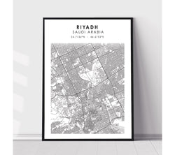 Riyadh, Saudi Arabia Scandinavian Style Map Print 
