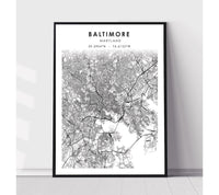
              Baltimore, Maryland Scandinavian Map Print 
            