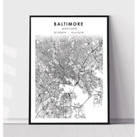 Baltimore, Maryland Scandinavian Map Print 