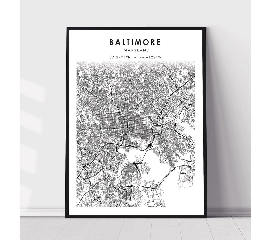 Baltimore, Maryland Scandinavian Map Print 