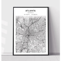 Atlanta, Georgia Scandinavian Map Print 