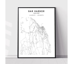 Bar Harbor, Maine Scandinavian Map Print 