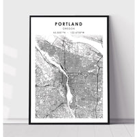Portland, Oregon Scandinavian Map Print 