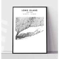 Long Island, New York Scandinavian Map Print 