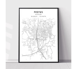 Festus, Missouri Scandinavian Map Print 