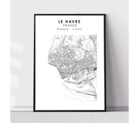 
              Le Havre, France Scandinavian Style Map Print 
            
