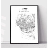 Le Havre, France Scandinavian Style Map Print 