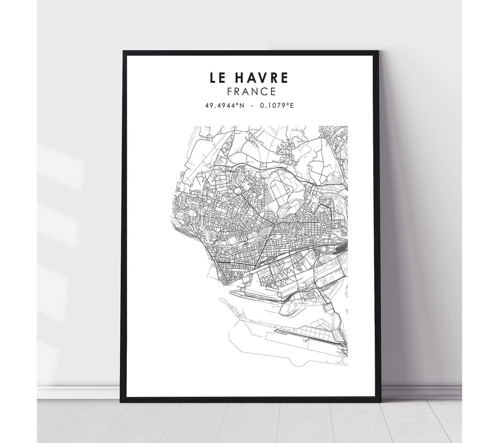 Le Havre, France Scandinavian Style Map Print 