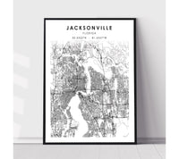 
              Jacksonville, Florida Scandinavian Map Print 
            