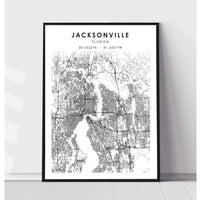 Jacksonville, Florida Scandinavian Map Print 