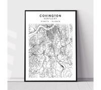 
              Covington, Kentucky Scandinavian Map Print 
            