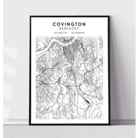 Covington, Kentucky Scandinavian Map Print 