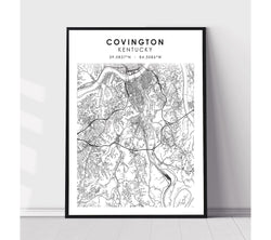 Covington, Kentucky Scandinavian Map Print 
