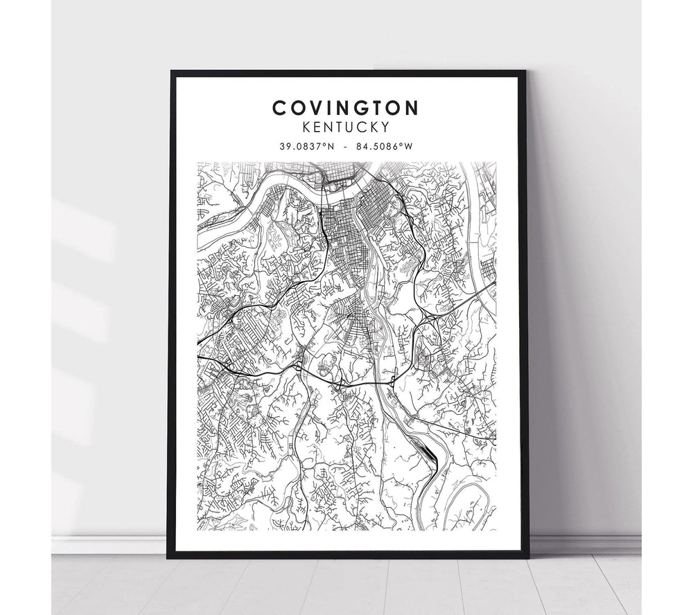 Covington, Kentucky Scandinavian Map Print 