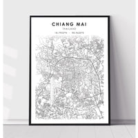 Chiang Mai, Thailand Scandinavian Style Map Print 