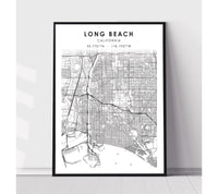 
              Long Beach, California  Scandinavian Map Print 
            