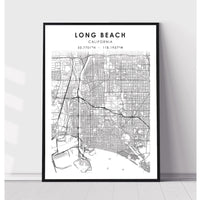 Long Beach, California  Scandinavian Map Print 