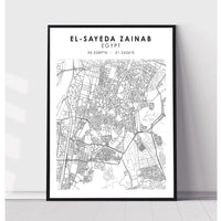 El-Sayeda Zainab, Egypt Scandinavian Style Map Print 