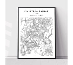 El-Sayeda Zainab, Egypt Scandinavian Style Map Print 