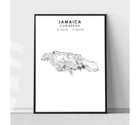 
              Jamaica Scandinavian Style Map Print 
            