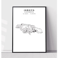 Jamaica Scandinavian Style Map Print 