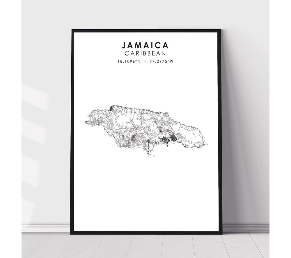 Jamaica Scandinavian Style Map Print 