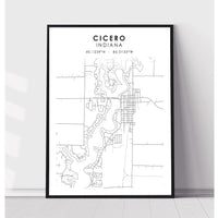 Cicero, Indiana Scandinavian Map Print