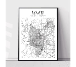 Boulder, Colorado Scandinavian Map Print 
