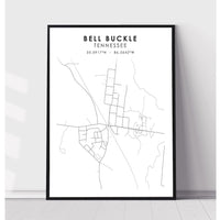 Bell Buckle, Tennessee Scandinavian Map Print 