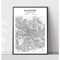 Glasgow, Scotland Scandinavian Style Map Print 