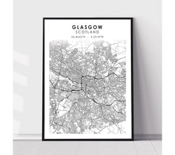 Glasgow, Scotland Scandinavian Style Map Print 