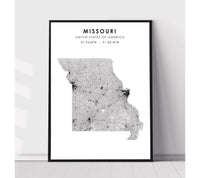 
              Missouri, United States Scandinavian Style Map Print 
            