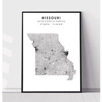 Missouri, United States Scandinavian Style Map Print 