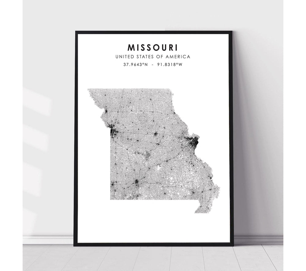 Missouri, United States Scandinavian Style Map Print 