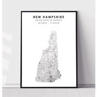New Hampshire, United States Scandinavian Style Map Print 