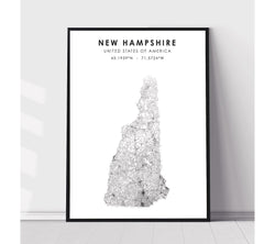 New Hampshire, United States Scandinavian Style Map Print 