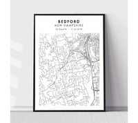 
              Bedford, New Hampshire Scandinavian Map Print 
            
