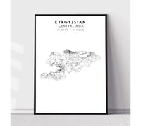 
              Kyrgyzstan Scandinavian Style Map Print 
            