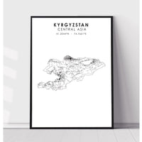Kyrgyzstan Scandinavian Style Map Print 