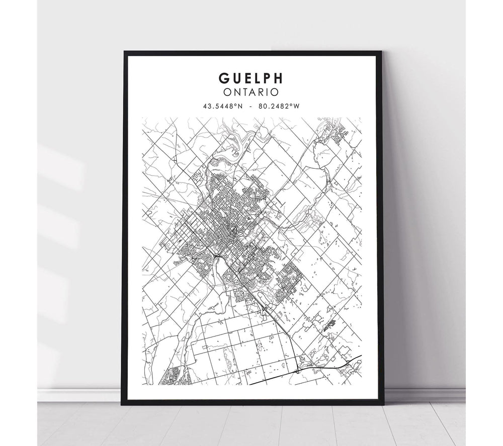 Guelph, Ontario Scandinavian Style Map Print 