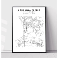 Aguadilla Pueblo, Aguadilla Scandinavian Style Map Print 