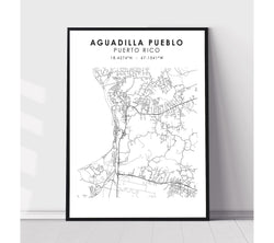 Aguadilla Pueblo, Aguadilla Scandinavian Style Map Print 