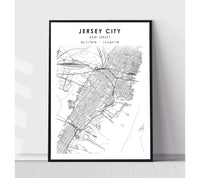 
              Jersey City, New Jersey Scandinavian Map Print 
            