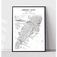 Jersey City, New Jersey Scandinavian Map Print 