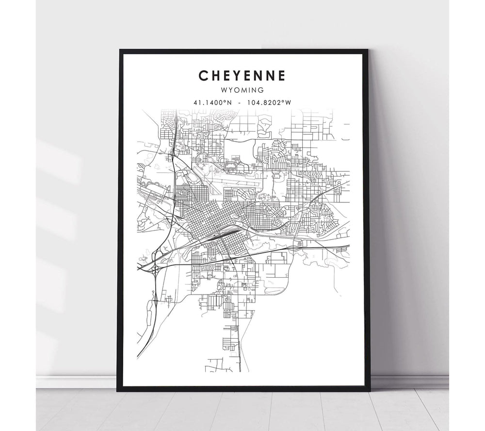 Cheyenne, Wyoming Scandinavian Map Prin